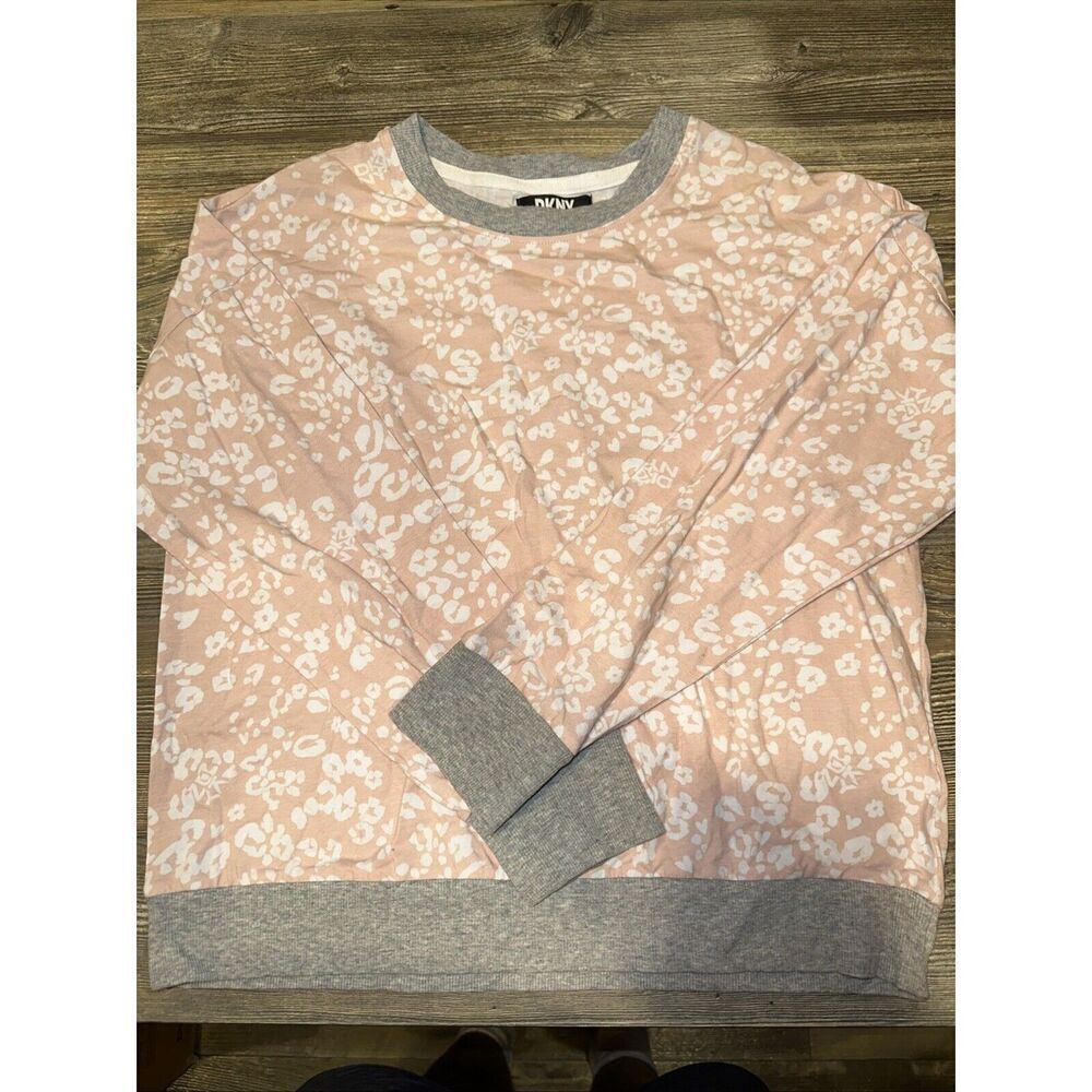 DKNY Animal-Print Long-Sleeve Shirt Women's Small Pink. NWOT. P